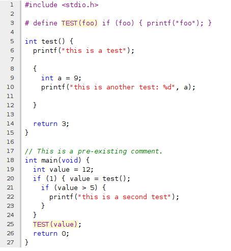 screenshot of nicely formatted C file